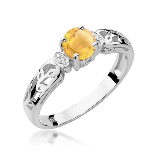 Pierścionek W0014 Cytryn 0,50ct białe złoto 375