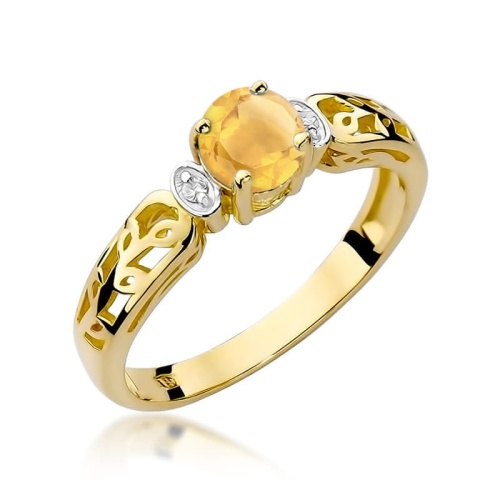 Pierścionek W0014 Cytryn 0,50ct żółte złoto 375