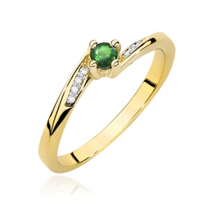 Pierścionek W0262 Szmaragd 0,15ct żółte złoto 375