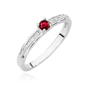Pierścionek W0288 Rubin 0,15ct białe złoto 375