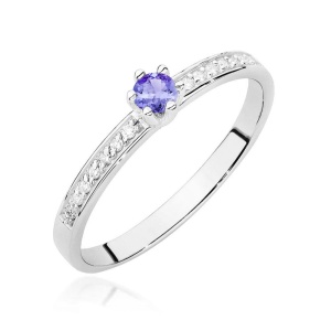 Pierścionek W0459 Tanzanit 0,15ct białe złoto 375