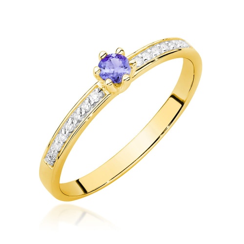 Pierścionek W0459 Tanzanit 0,15ct żółte złoto 375