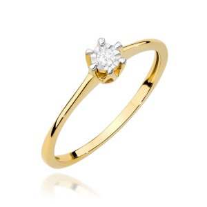 Pierścionek W0628 Diament 0,03ct żółte złoto 375