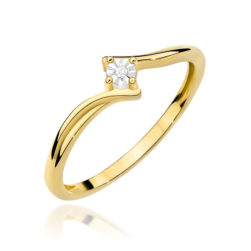 Pierścionek W0631 Diament 0,01ct żółte złoto 375