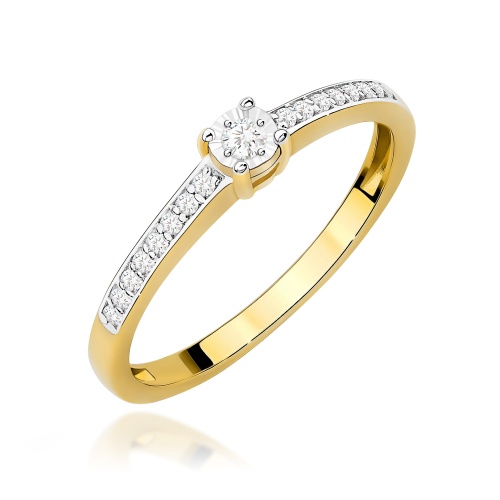 Pierścionek W0648 Diament 0,03ct żółte złoto 375