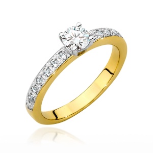 Pierścionek W0534 Diament Laboratoryjny 0,50ct żółte złoto 375