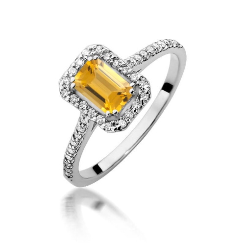 Pierścionek W0403 Cytryn 0,60ct białe złoto 375