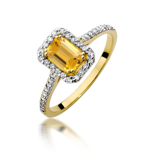 Pierścionek W0403 Cytryn 0,60ct żółte złoto 375