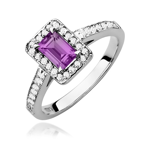 Pierścionek W0422 Ametyst 0,50ct białe złoto 375
