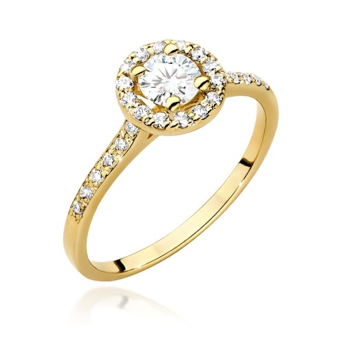 Pierścionek W0551 Biały Szafir 0,60ct żółte złoto 375