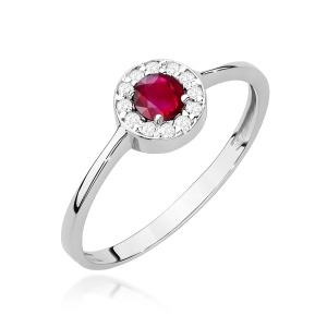 Pierścionek W0616 Rubin 0,30ct białe złoto 375
