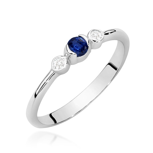 Inel W0620 Safir 0,15ct Aur alb 375