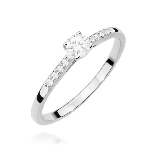 Pierścionek W0668 z diamentami białe złoto 375