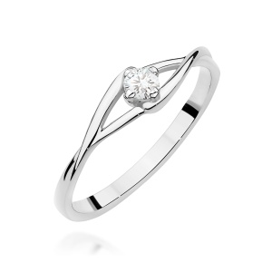 Pierścionek W0669 Diament 0,10ct białe złoto 375