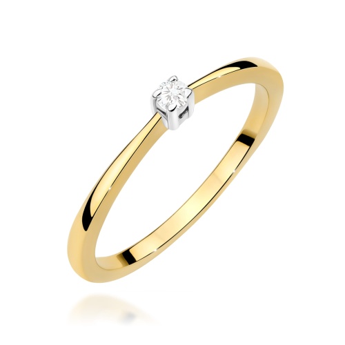 Pierścionek W0670 Diament 0,05ct żółte złoto 375