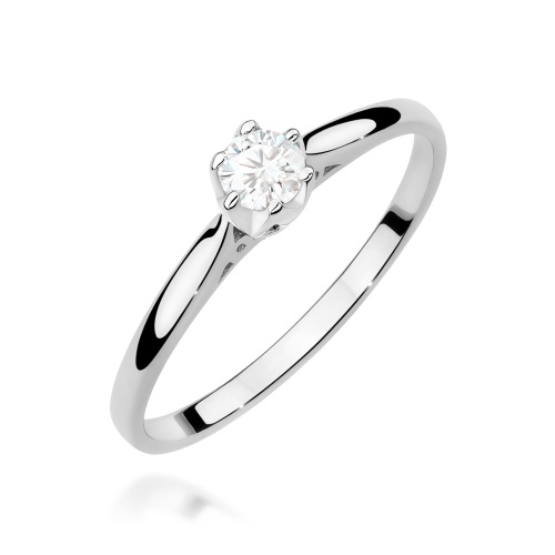 Pierścionek W0672 z diamentem 0,18ct białe złoto 375