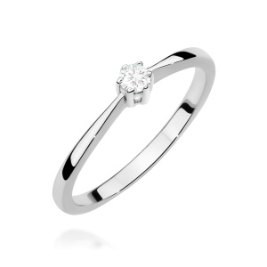 Pierścionek W0675 Diament 0,10ct białe złoto 375