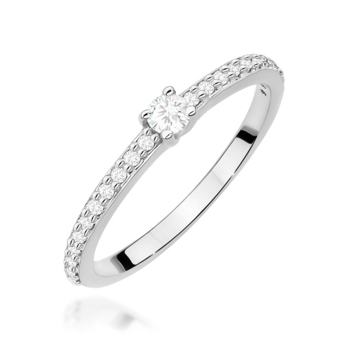 Pierścionek W0676 z diamentami białe złoto 375