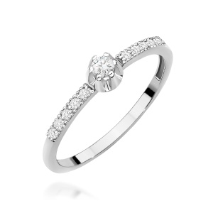 Pierścionek W0680 z diamentami białe złoto 375