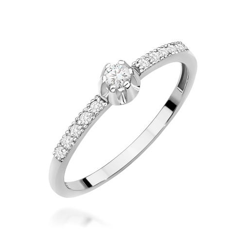 Pierścionek W0680 z diamentami białe złoto 375