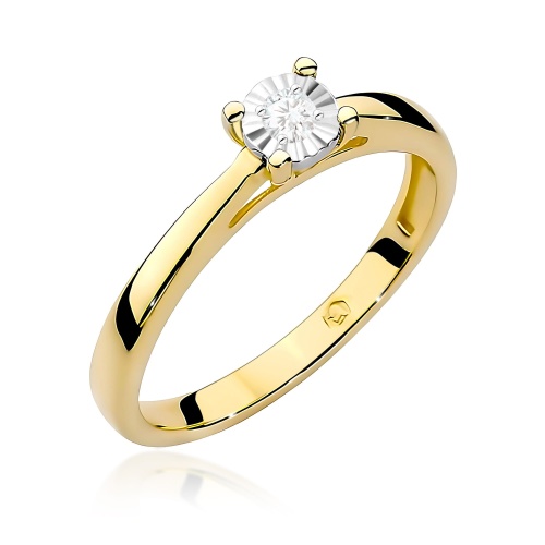 Pierścionek W0007 Diament Laboratoryjny 0,08ct żółte złoto 375