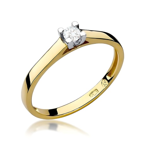 Pierścionek W0221 Diament Laboratoryjny 0,10ct żółte złoto 375