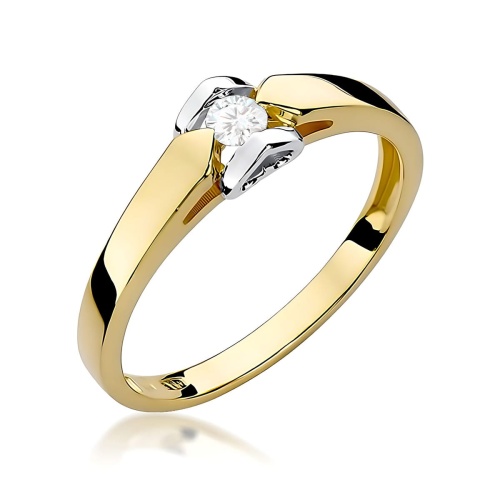 Pierścionek W0320 Diament Laboratoryjny 0,10ct żółte złoto 375