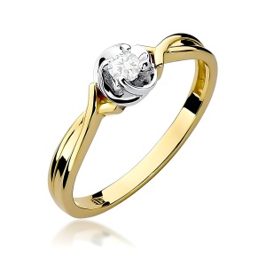 Pierścionek W0329 Diament Laboratoryjny 0,10ct żółte złoto 375