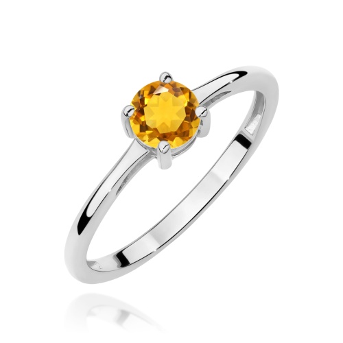 Pierścionek W0656 Cytryn 0,50ct białe złoto 375