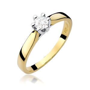 Pierścionek W0222B Diament Laboratoryjny 0,25ct żółte złoto 375