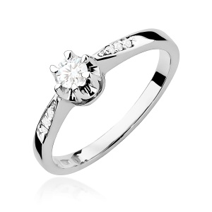Pierścionek W0291 Diament Laboratoryjny 0,20ct białe złoto 375