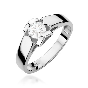 Pierścionek W0320 Diament Laboratoryjny 0,50ct białe złoto 375