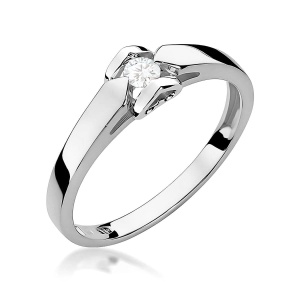 Pierścionek W0320 Diament Laboratoryjny 0,10ct białe złoto 375