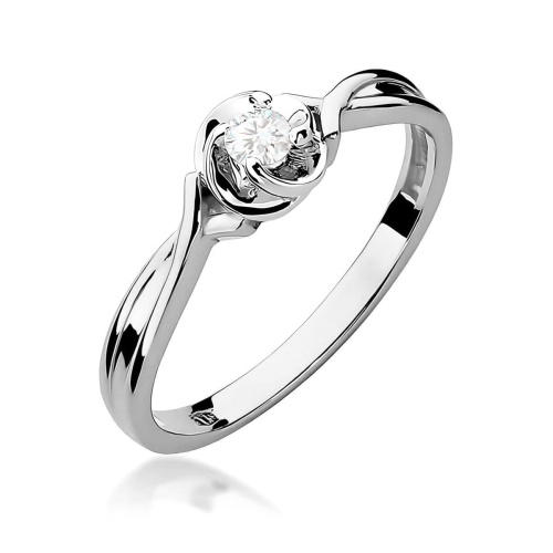 Pierścionek W0329 Diament Laboratoryjny 0,10ct białe złoto 375