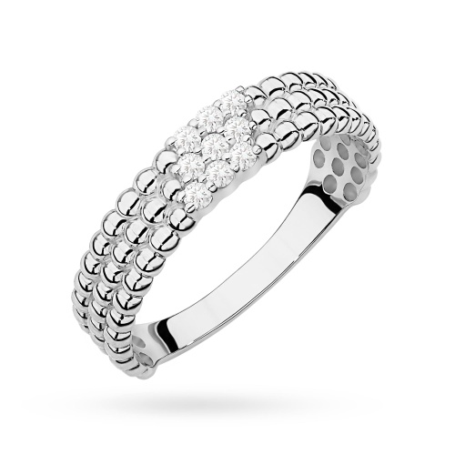Pierścionek W0621 z diamentami białe złoto 375