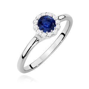 Pierścionek W0622 Szafir 0,50ct białe złoto 375