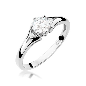 Pierścionek W0076 Diament laboratoryjny 0,50ct białe złoto 375