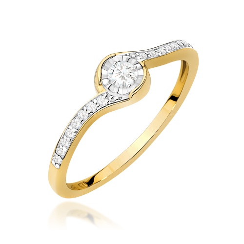 Pierścionek W0658 Diament 0,08ct żółte złoto 375