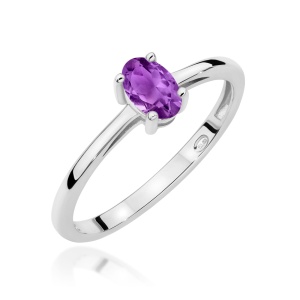 Pierścionek W0685 Ametyst 0,40ct białe złoto 375