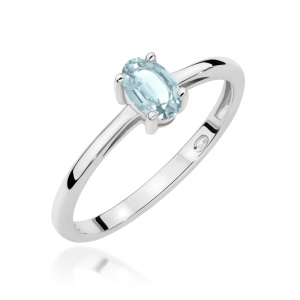 Pierścionek W0685 Akwamaryn 0,35ct białe złoto 375