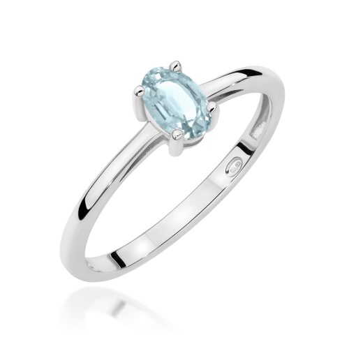 Pierścionek W0685 Akwamaryn 0,35ct białe złoto 375