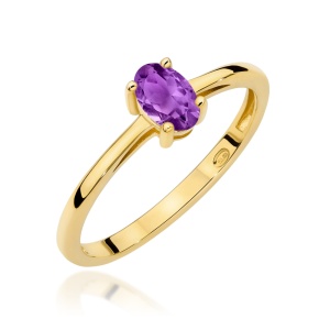 Pierścionek W0685 Ametyst 0,40ct żółte złoto 375