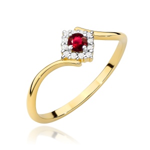 Pierścionek W0702 Rubin 0,15ct żółte złoto 375