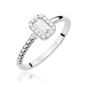 Pierścionek W0707 Diament 0,13ct białe złoto 375
