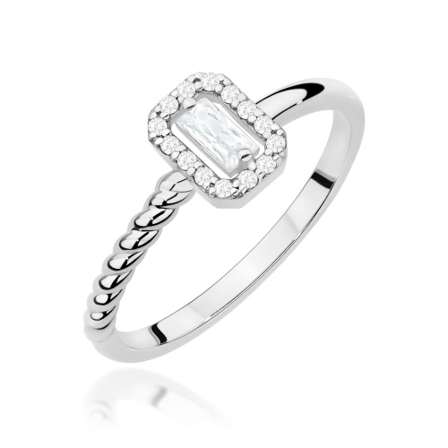 Pierścionek W0707 Diament 0,13ct białe złoto 375