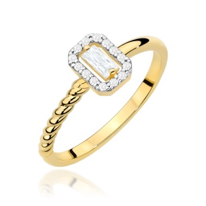 Pierścionek W0707 Diament 0,13ct żółte złoto 375