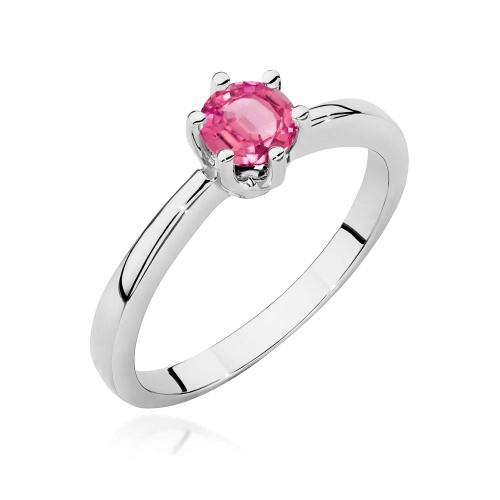 Pierścionek W0563 różowy topaz 0,60ct białe złoto 375
