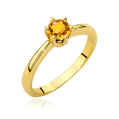 Pierścionek W0563 cytryn 0,50ct żółte złoto 375