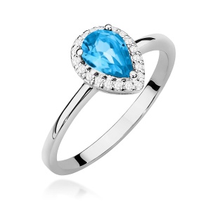Pierścionek W0455 Topaz Swiss 0,90ct białe złoto 375