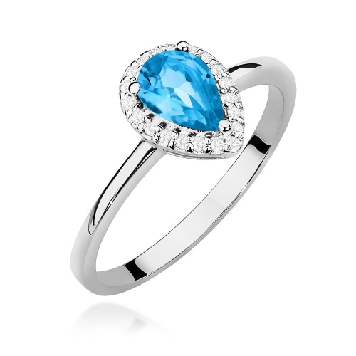 Pierścionek W0455 Topaz Swiss 0,90ct białe złoto 375